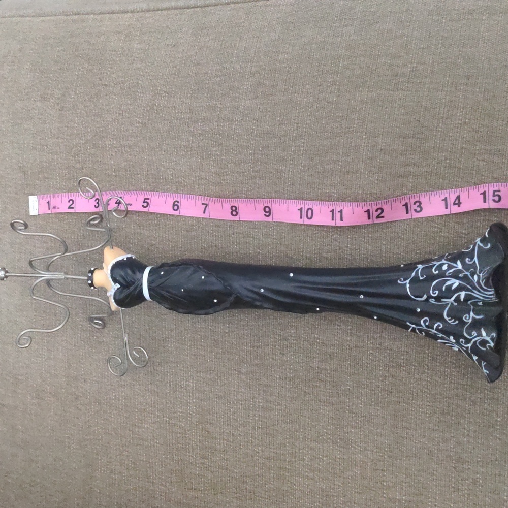 2 Elegant Dress Form Jewelry Holders - Black & White Set. 15" High, Rhinestones - Picture 8 of 9